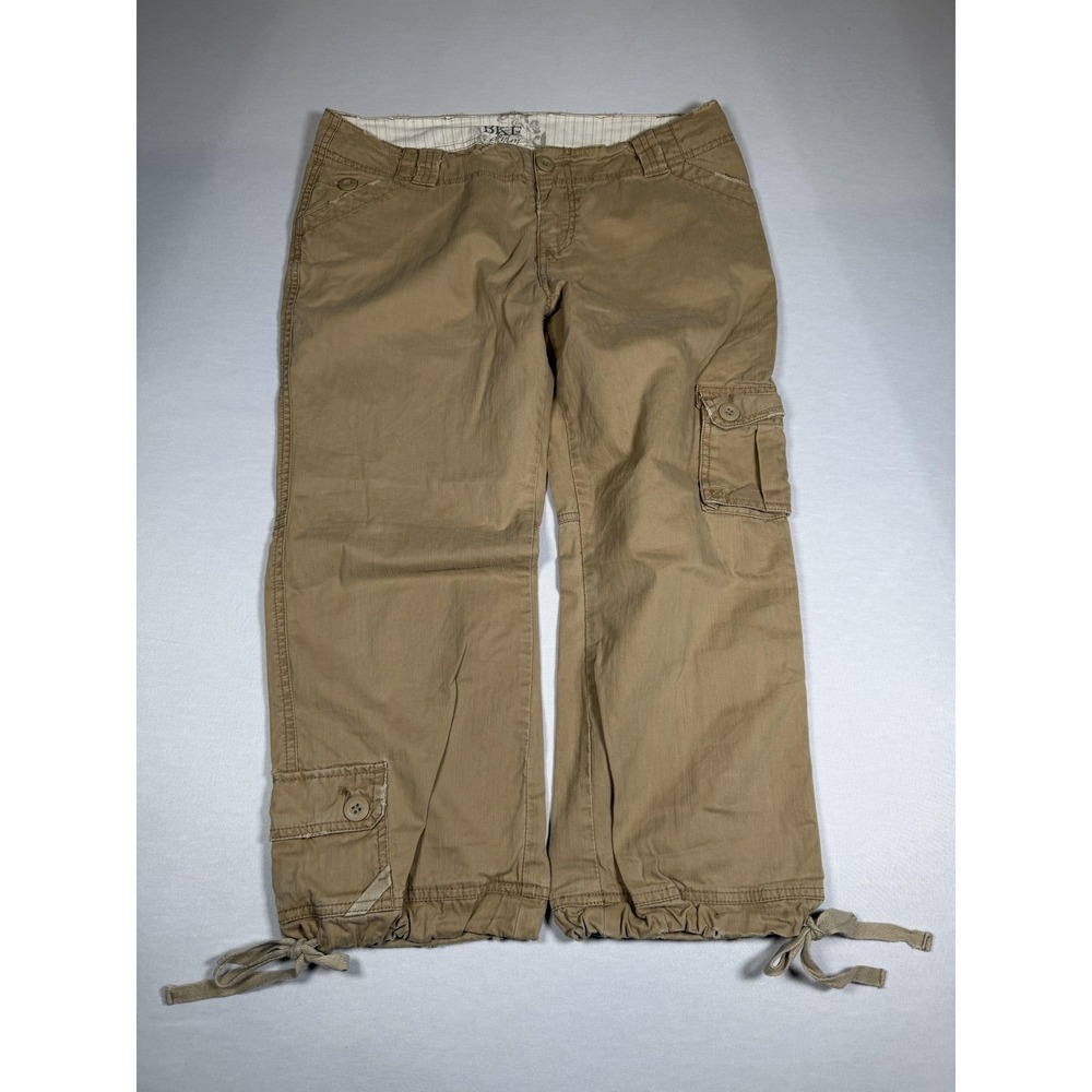 BKE Pants Womens 30x23 Beige Cargo Crop Drawstring Twill Lightweight Casual